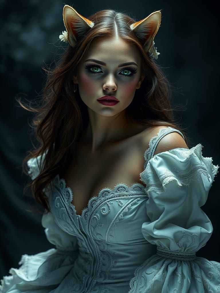 Ethereal Gothic Goddess in Hyperrealistic Detail