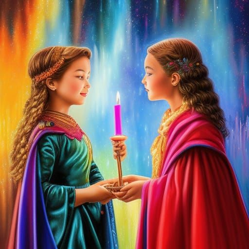 Woman with Candle: Detailed Fantasy Art