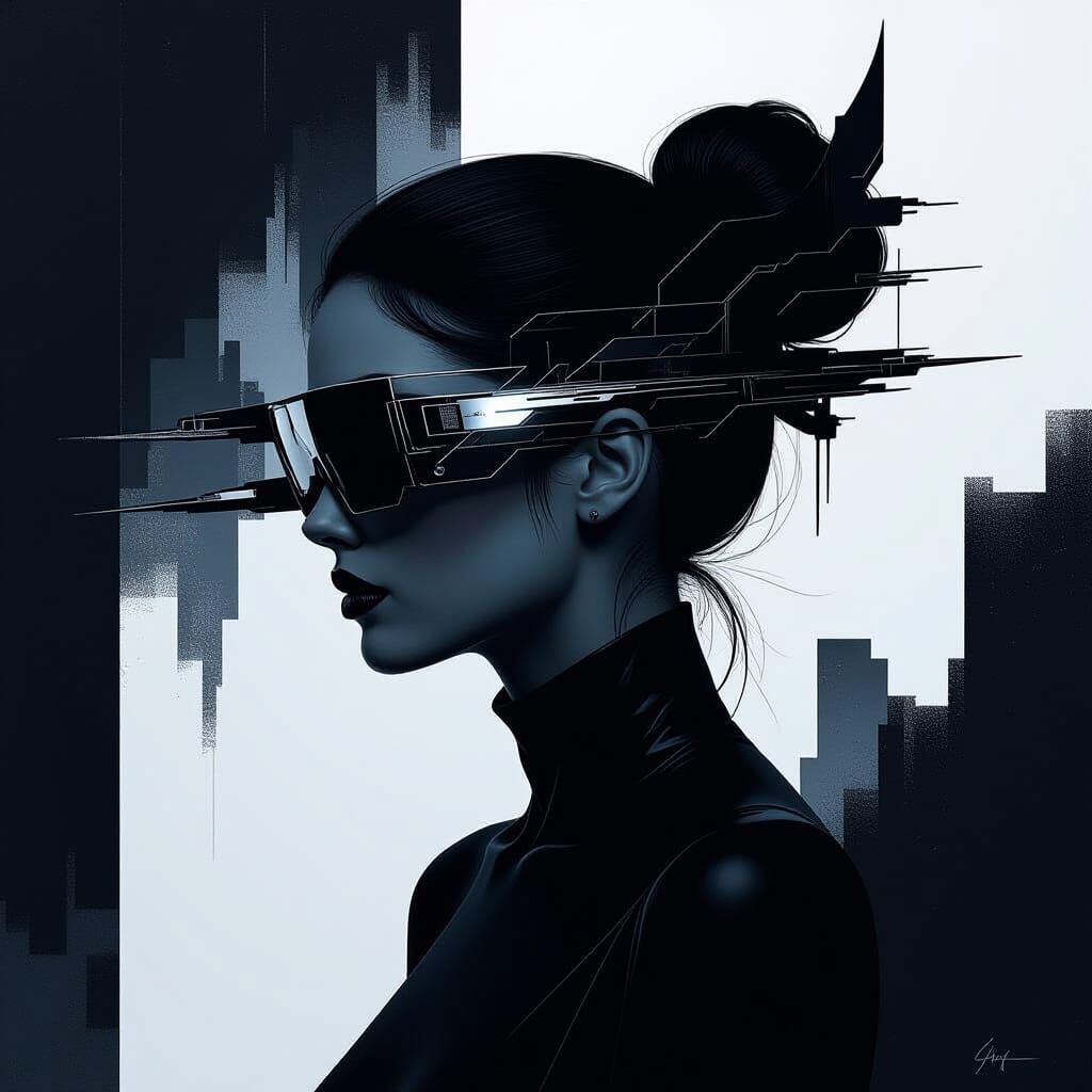 Surreal Abstract Composition in Deep Black Tones