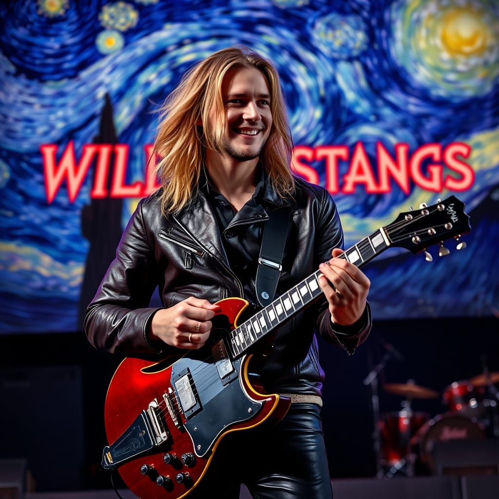 Rock God Swings to Surreal Starry Night