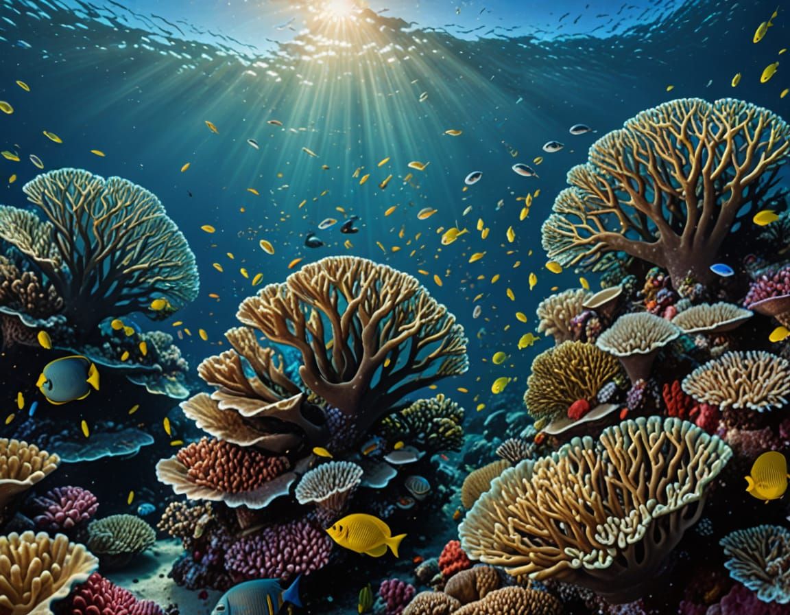 Vibrant Coral Reef Ecosystem in Hyperrealistic Style
