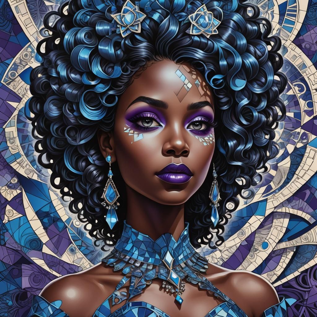 Chromatic Beauty: Abstract Fractal Portrait