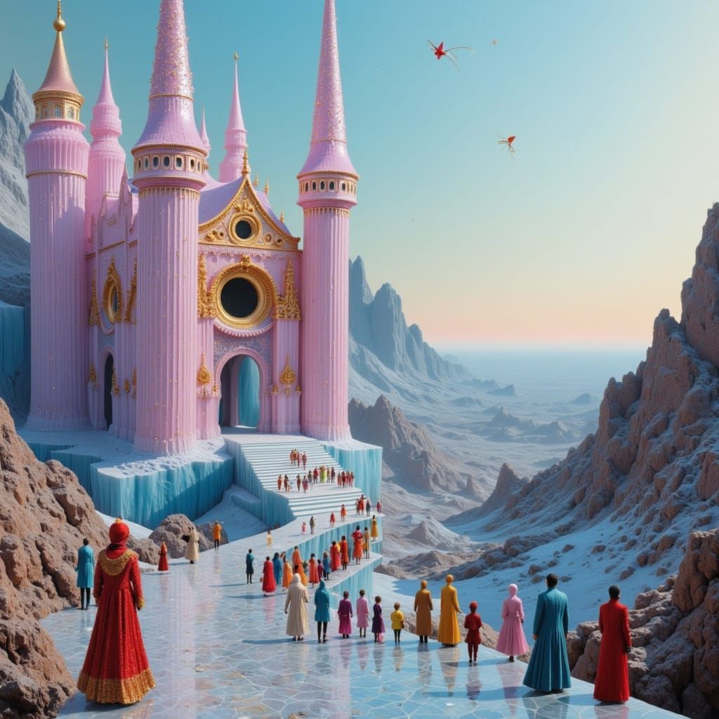 Futuristic Alien Palace with Ethereal Glow