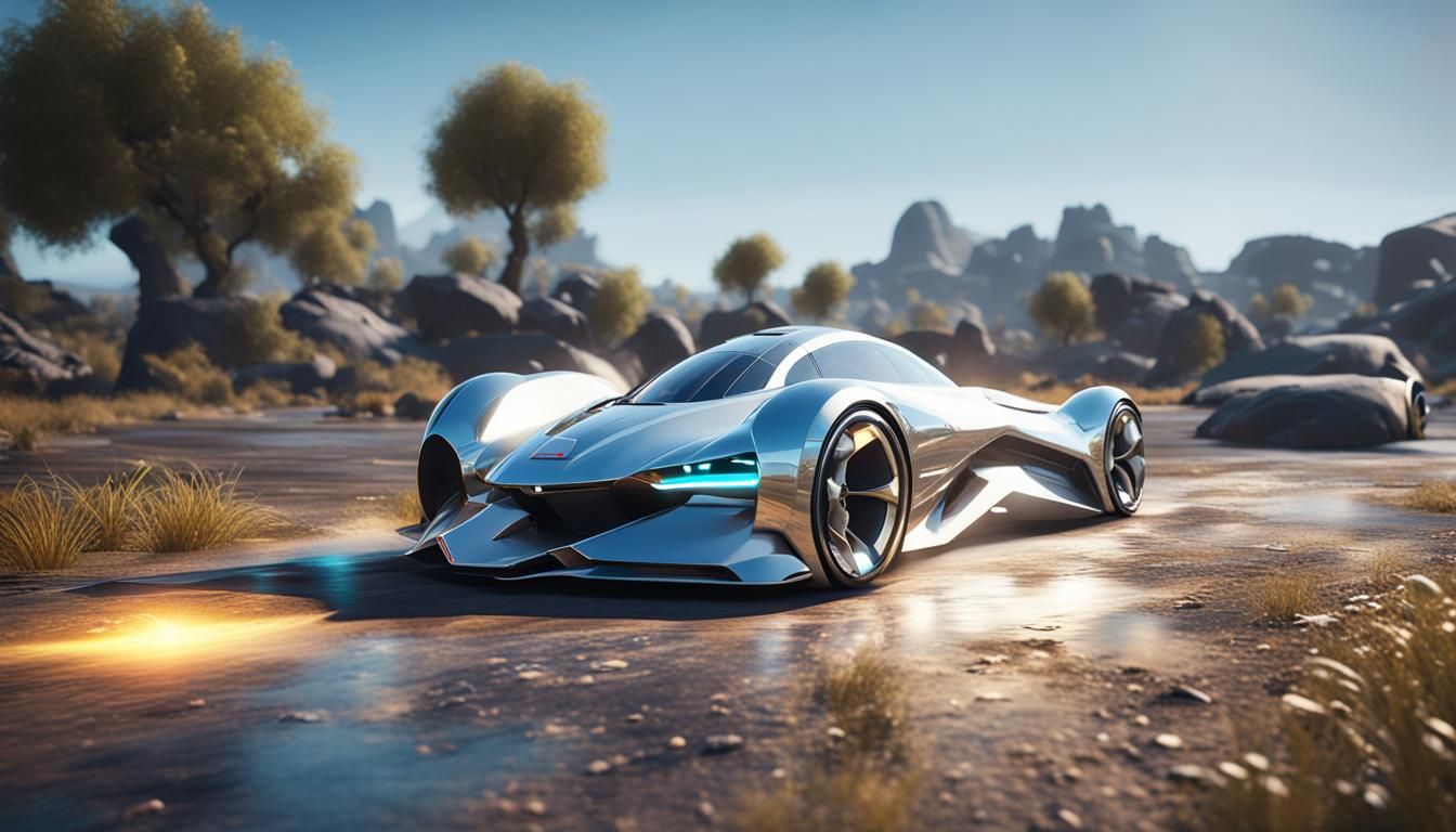 Futuristic Hi-Speed Car in 3D Game Cinematic Style