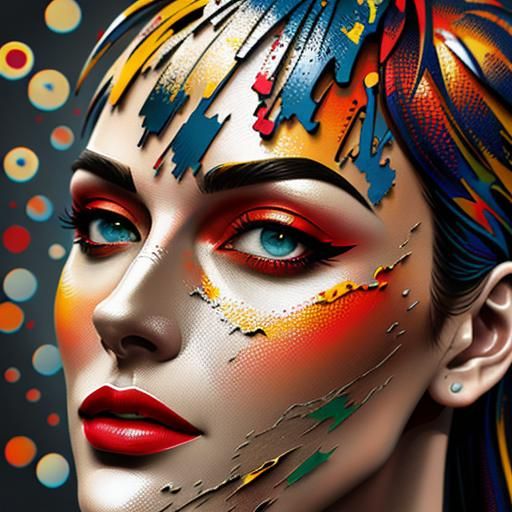 Bold, Textured Artwork in Impasto Halftone Style