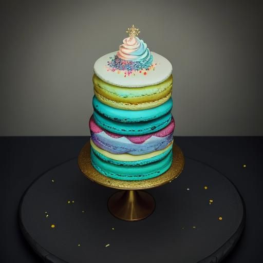 Macro Cake Desert with Pastel Frosting