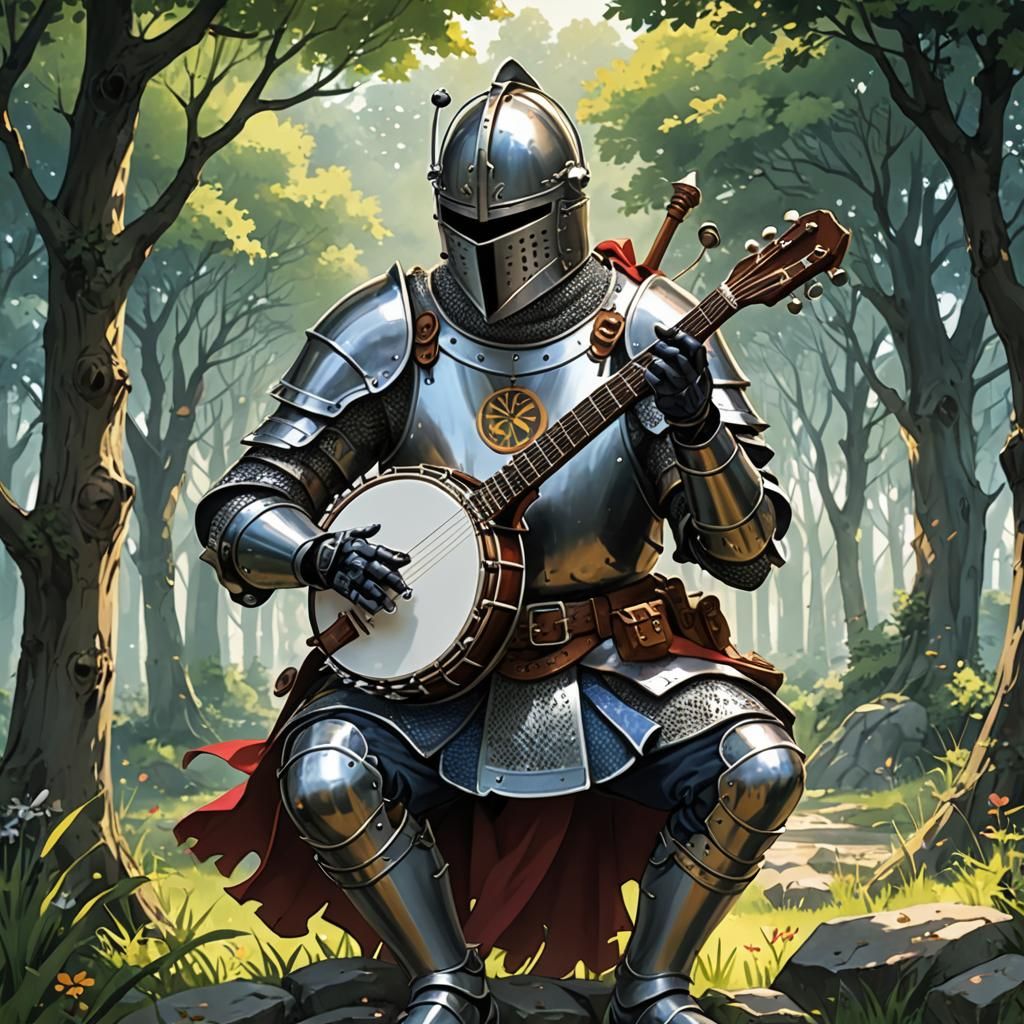 Knight Plays Banjo in Anime Style