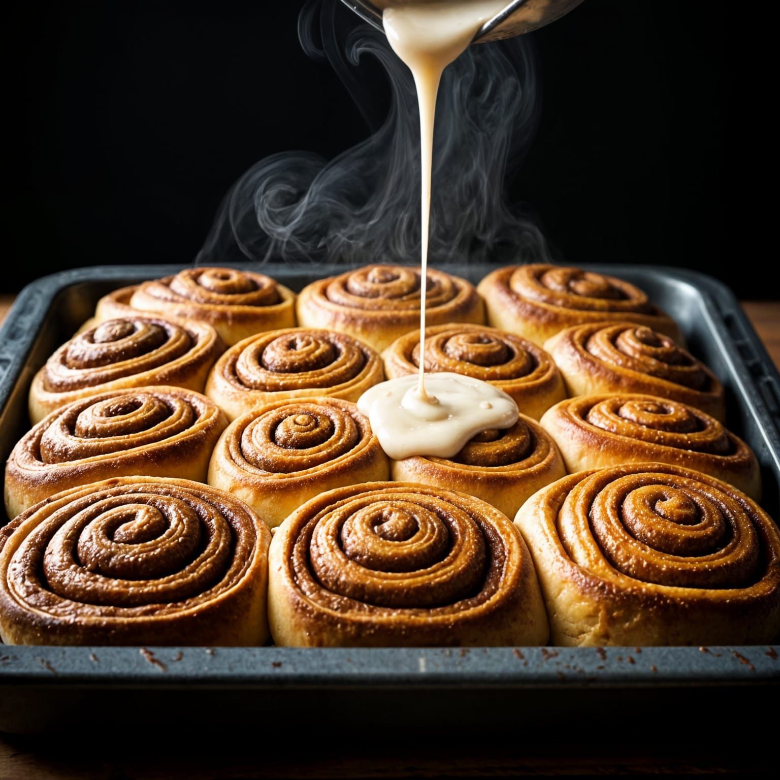 Golden Cinnamon Rolls in Warm, Creamy Glaze