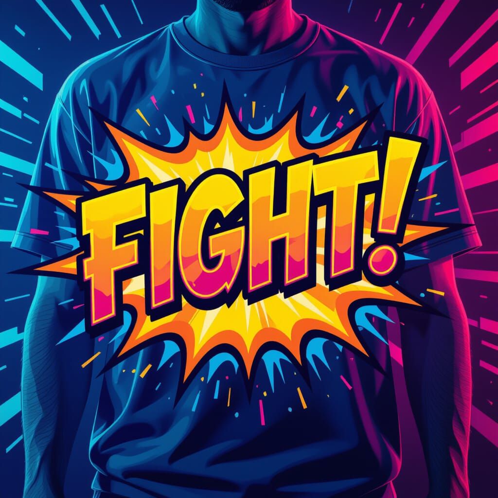 Exploding Graffiti 'FIGHT!' Shirt in Neon Style