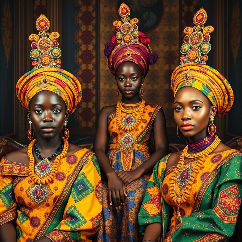 African Royalty in Traditional Congolese Splendor