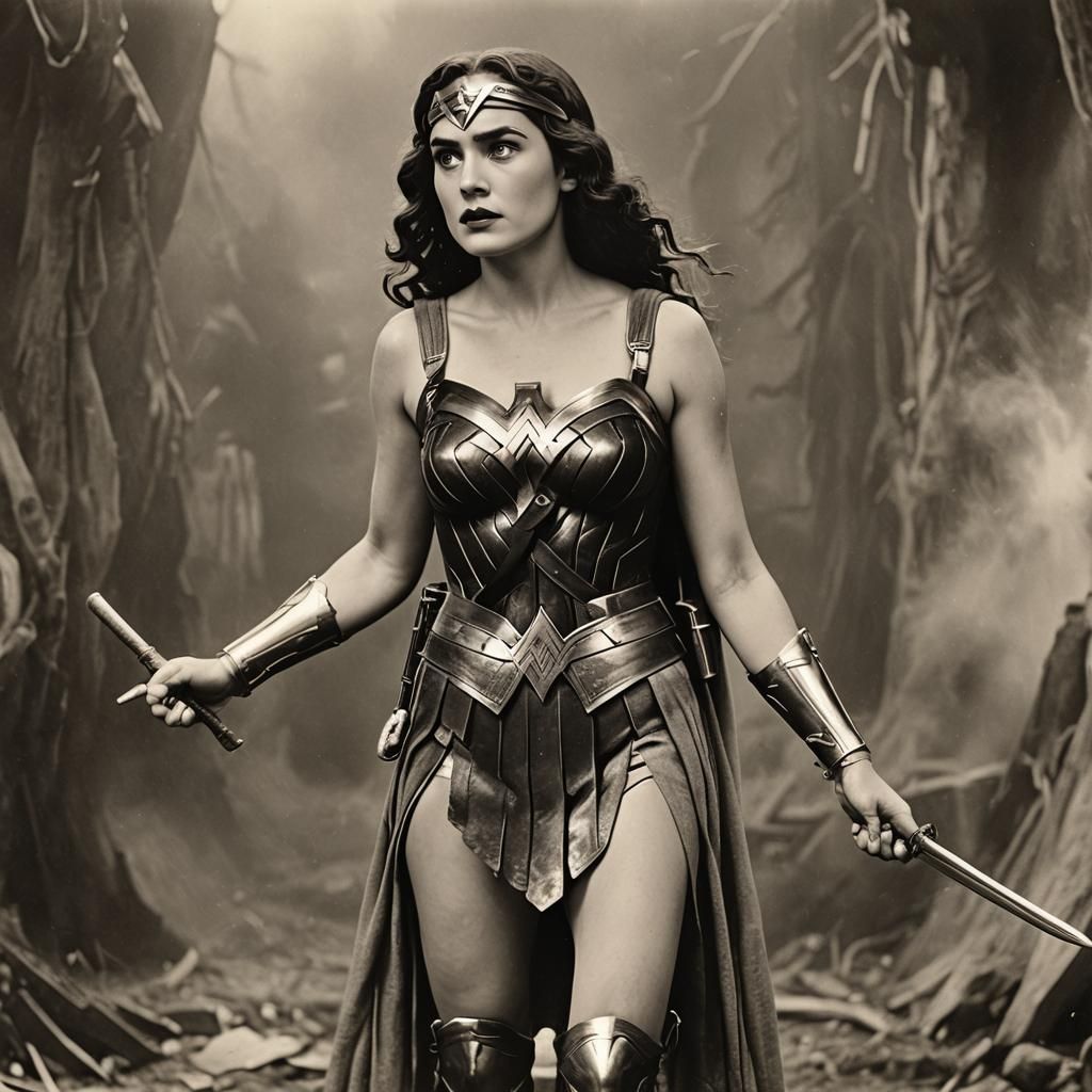 Wonder Woman as Silent Era Comedy Star