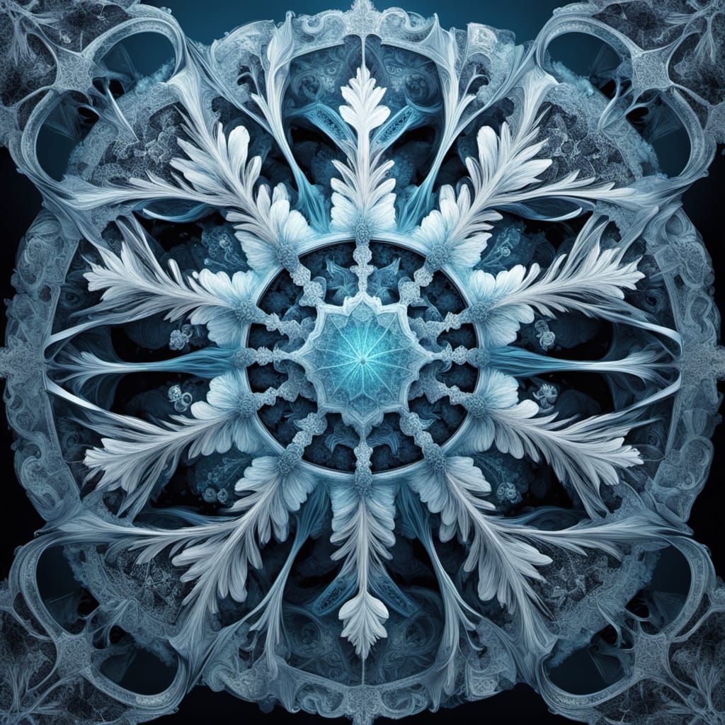 Fractured Icy Masterpiece in High-Contrast Digital Art