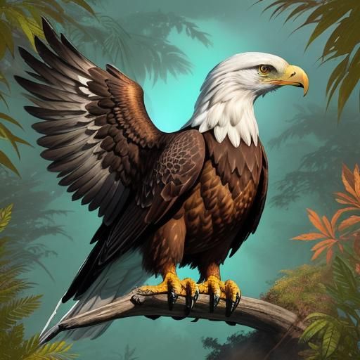 Majestic Eagle on Totem Pole in Native American Style