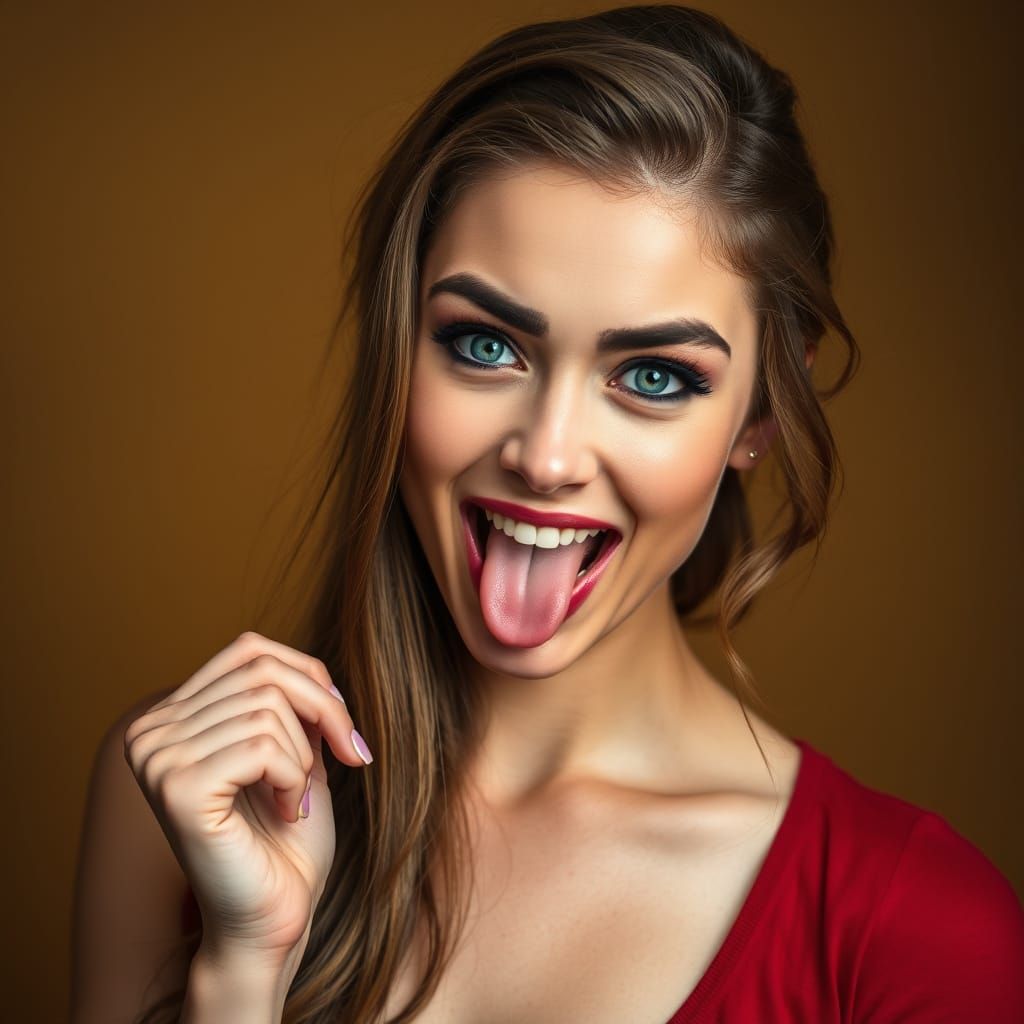 Mischievous Woman with Playful Expression