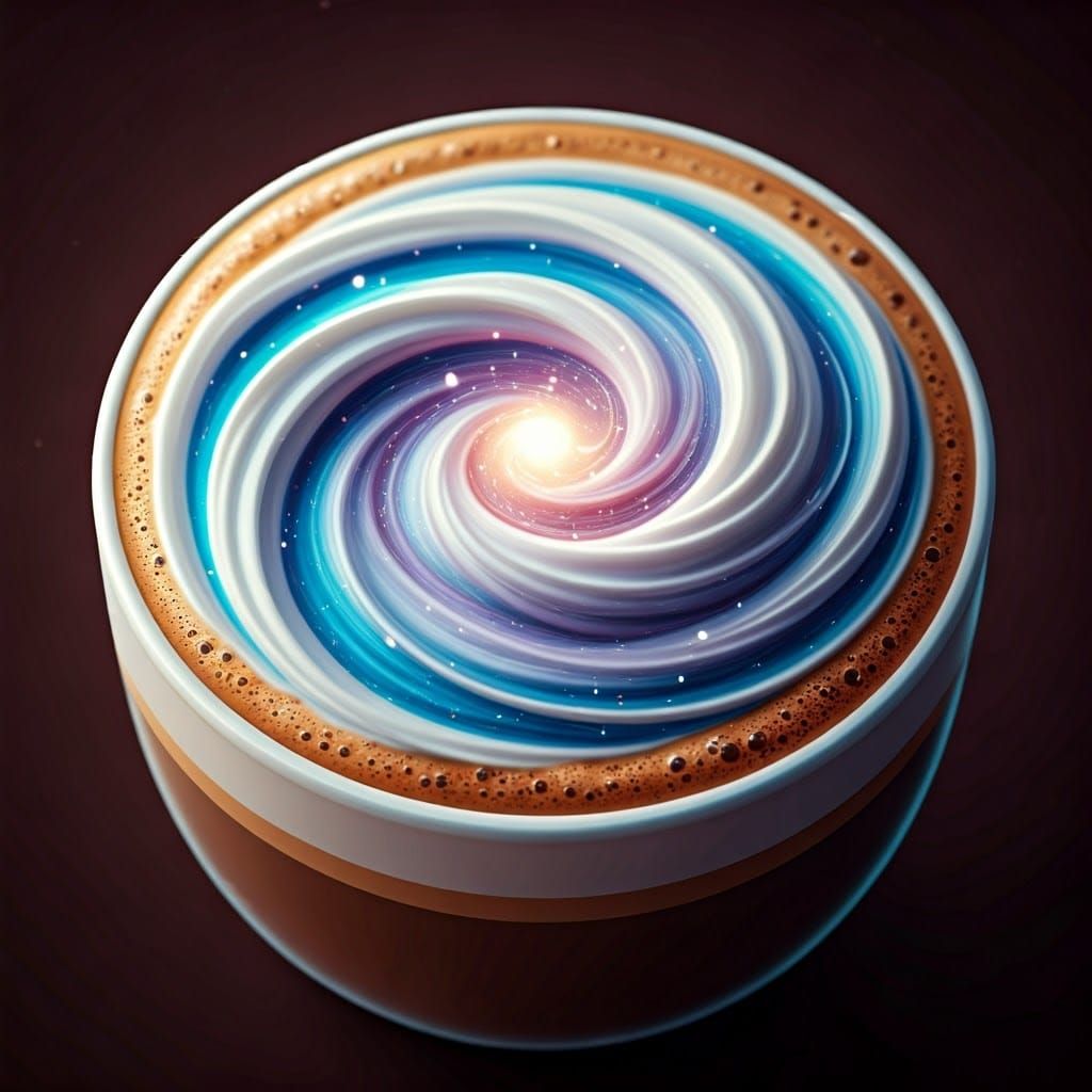 Galaxy Latte Art: Nebula Stars and Moon