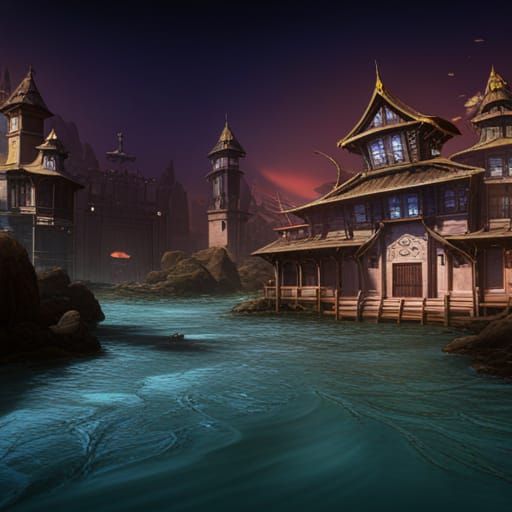 Detailed Anime Matte Painting in Deep Color