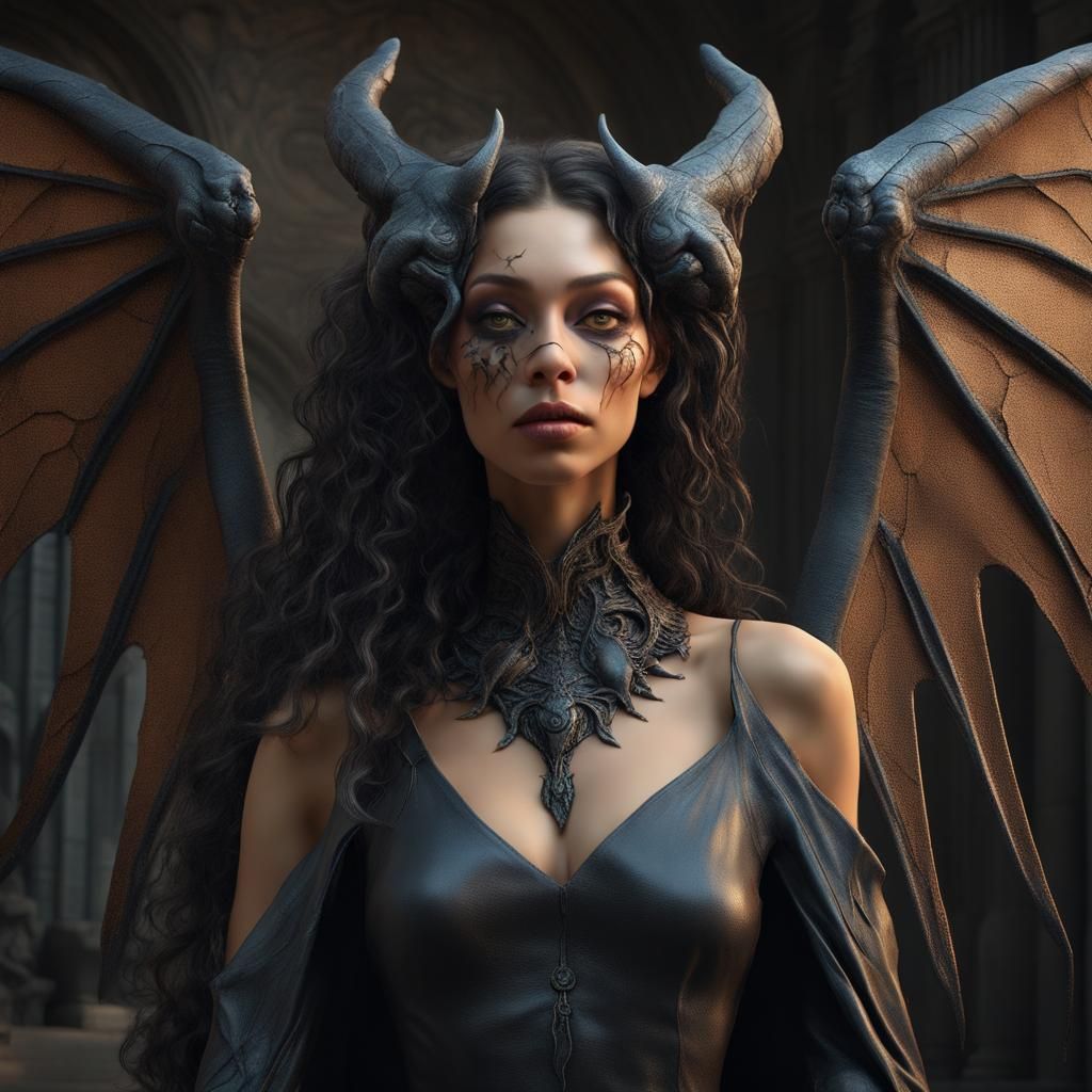 Detailed Surrealist Female Gargoyle Hybrid in 8k