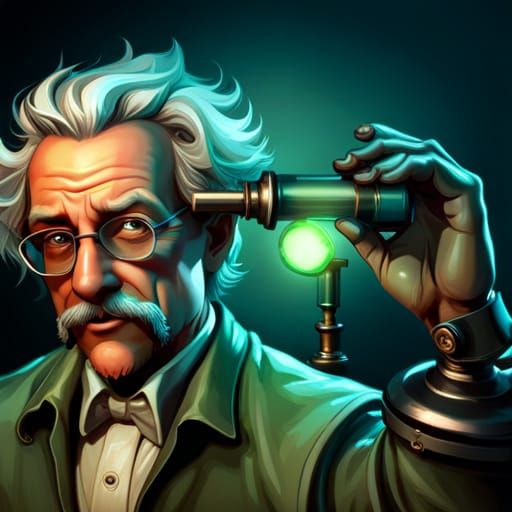 Mad Scientist in Alchemy Lab, Hyperdetailed Portrait
