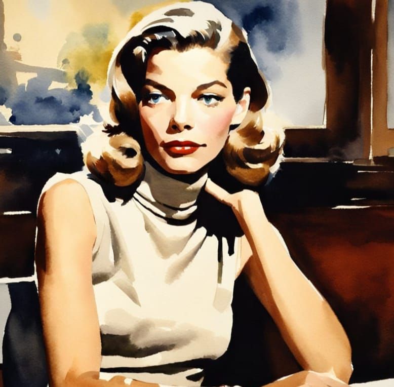 Bacall in Impressionistic Watercolor