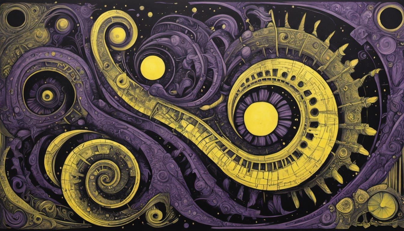 Art Nouveau & Rococo Landscape in Pencil Sketch Style