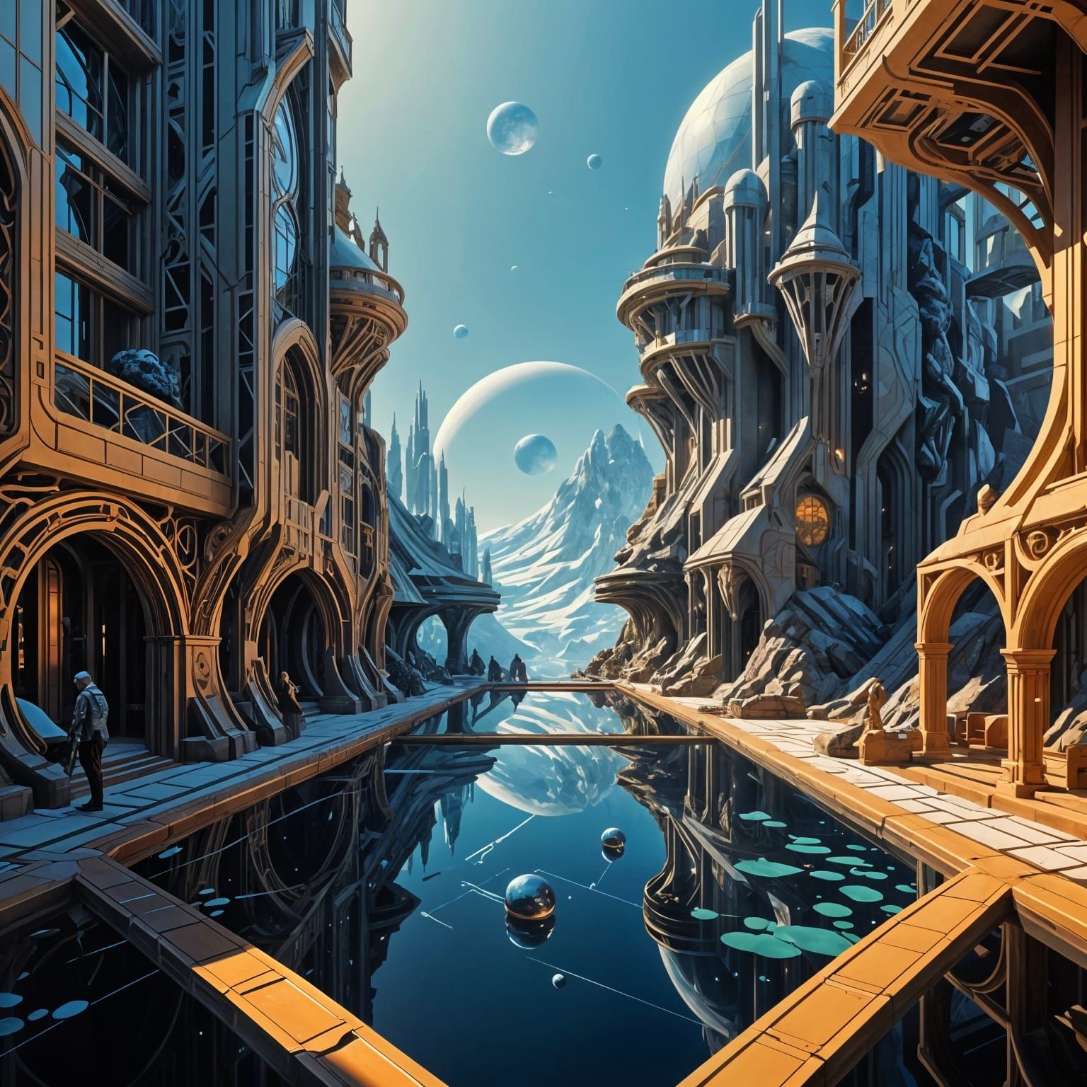 Moebius-Inspired Futuristic Cityscape with Golden Proportion...