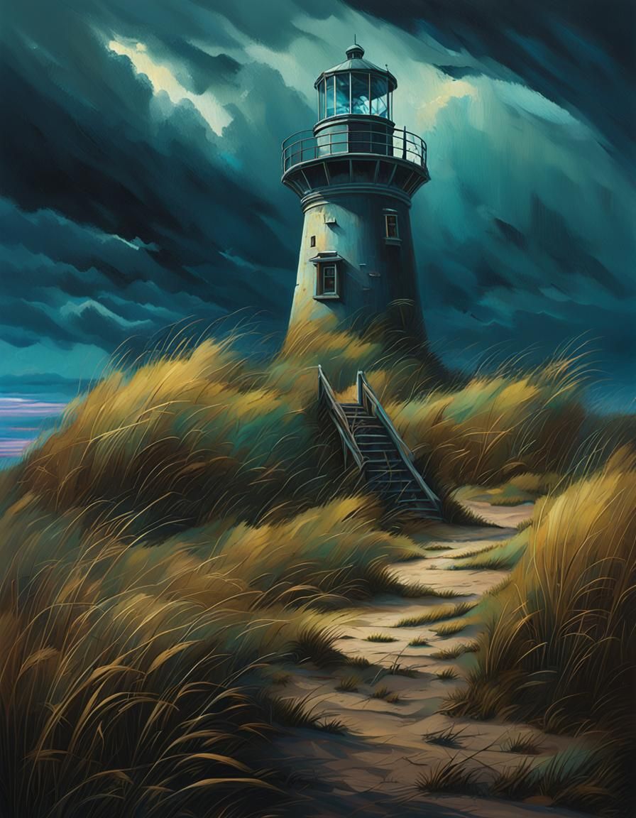 Stormy Coastal Lighthouse in Hyperrealistic Style