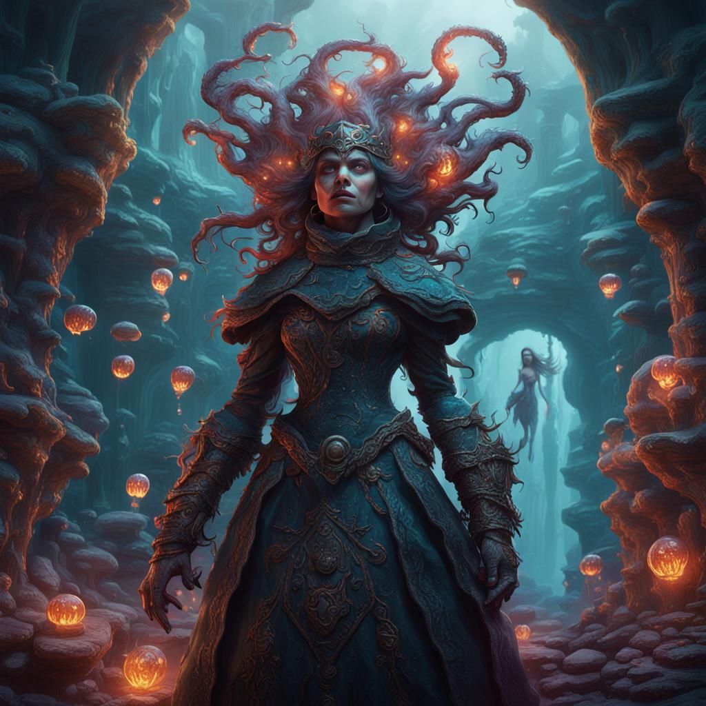 Fantastical Gelatinous Woman in Detailed Matte Painting