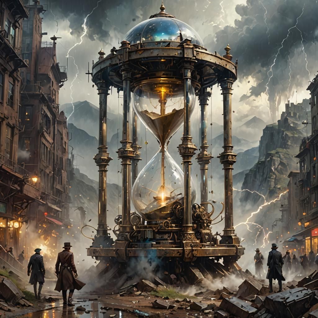 Steampunk Hourglass City in Mountain Pass
