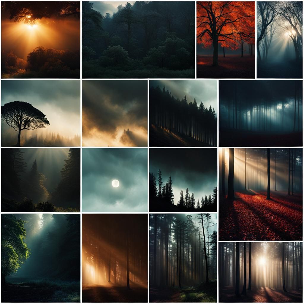 Avant-Garde Sylvan Moodboard in Crepuscular Light