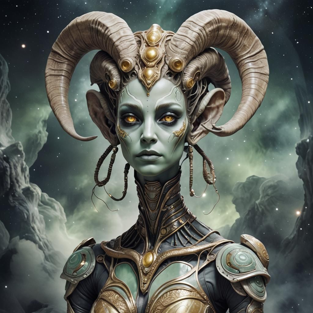 Aries Alien Woman: Digital Art Portrait