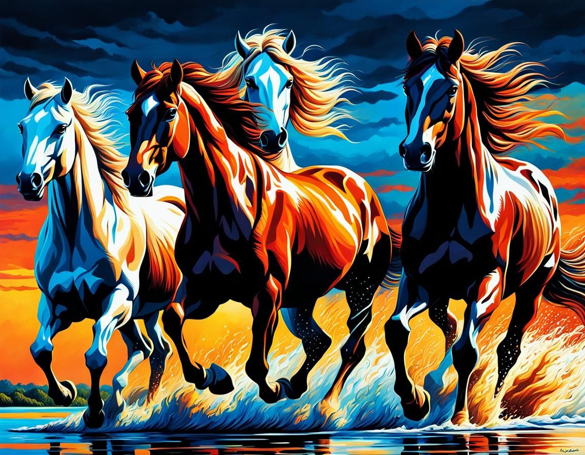 Galloping horses