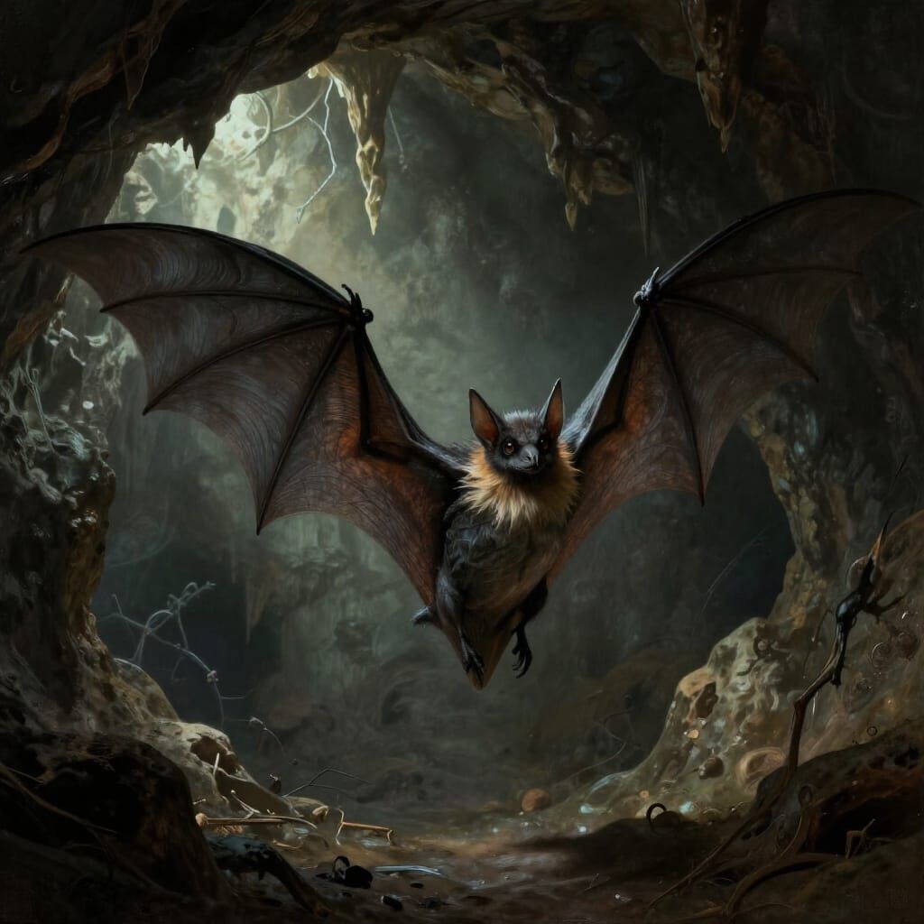 Bat With Dove Wings in Gothic Cave