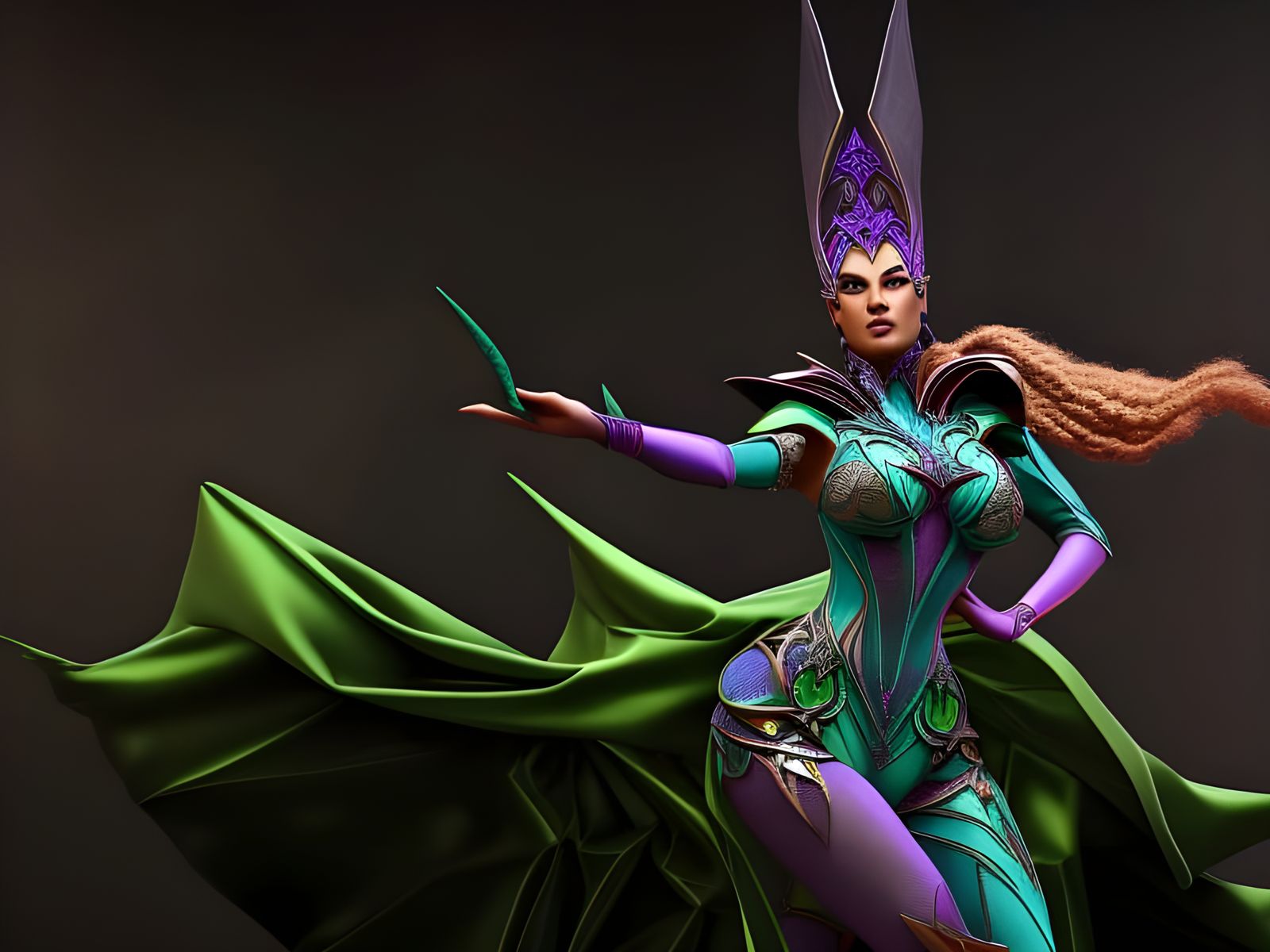 Colorful Elven Harlequin in Hyperrealistic 3D