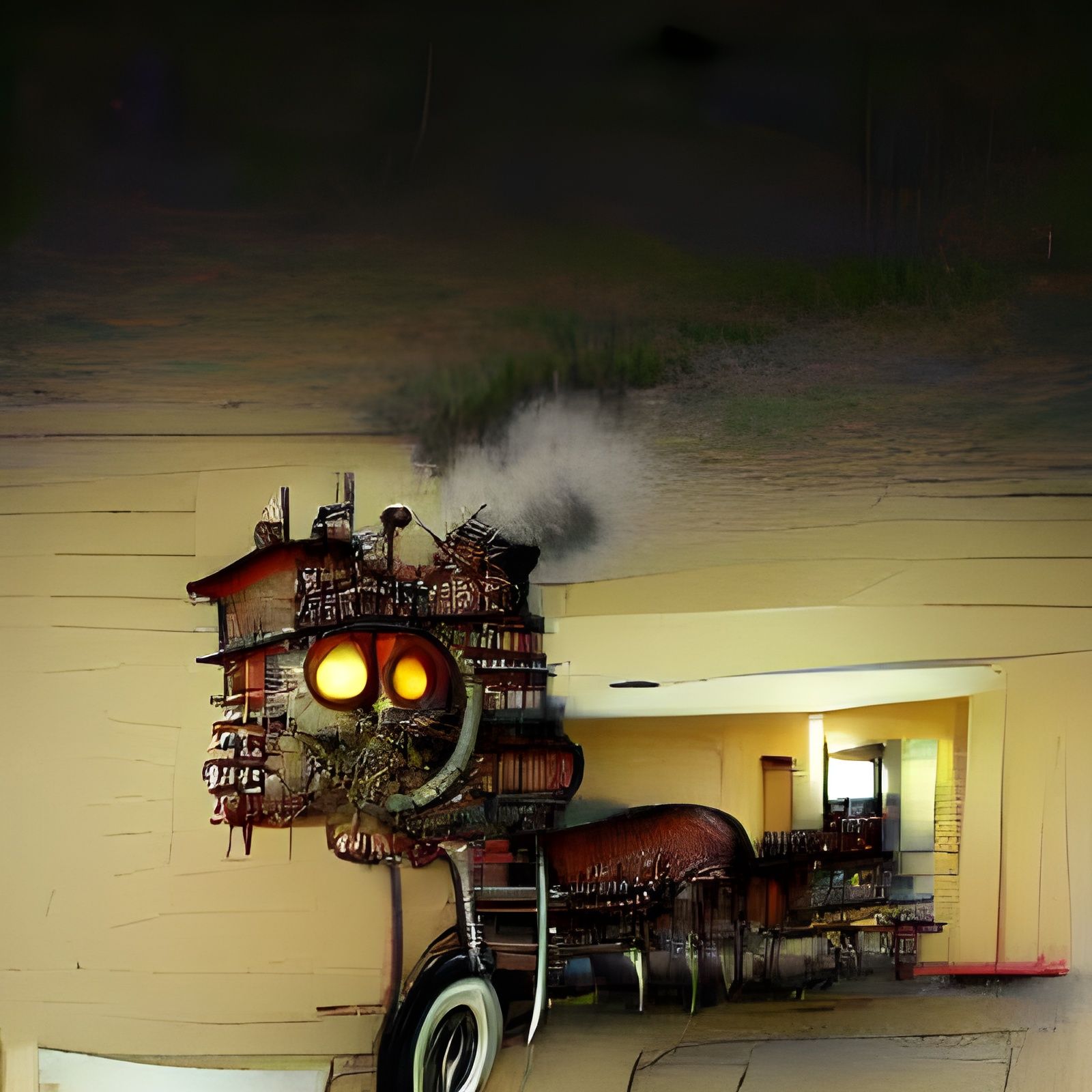 Creepy Motel with Steampunk Engine