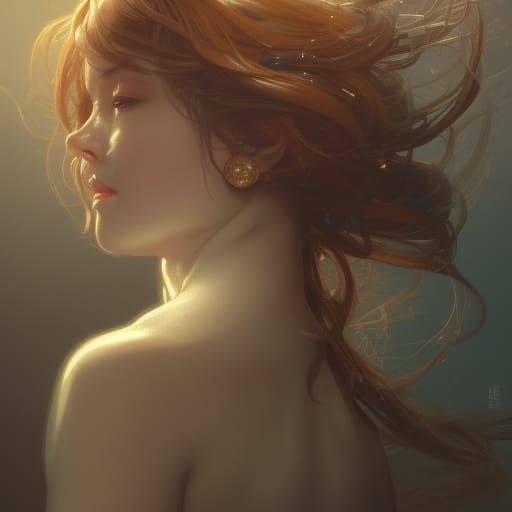 Joyful Portrait in Hyperdetailed Art Nouveau Style
