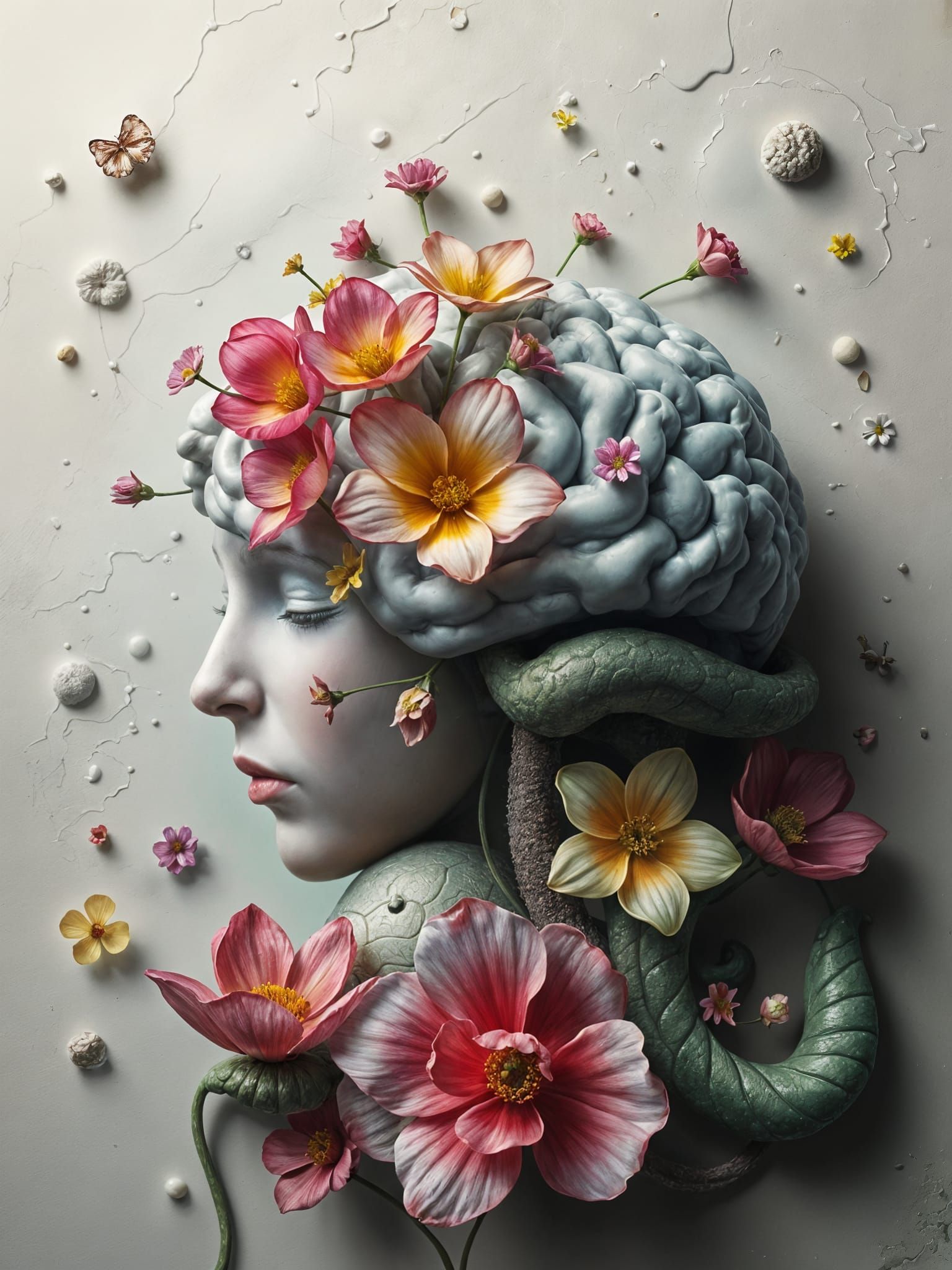 Surreal Brain Flowers: A Salvador Dali-Inspired Vision