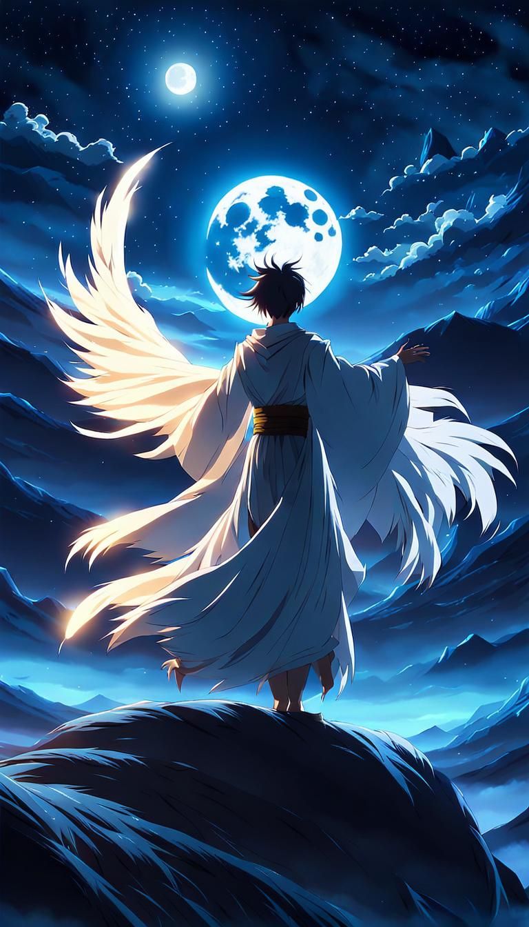 God Dancing in Moonlight: Vibrant Anime Concept Art