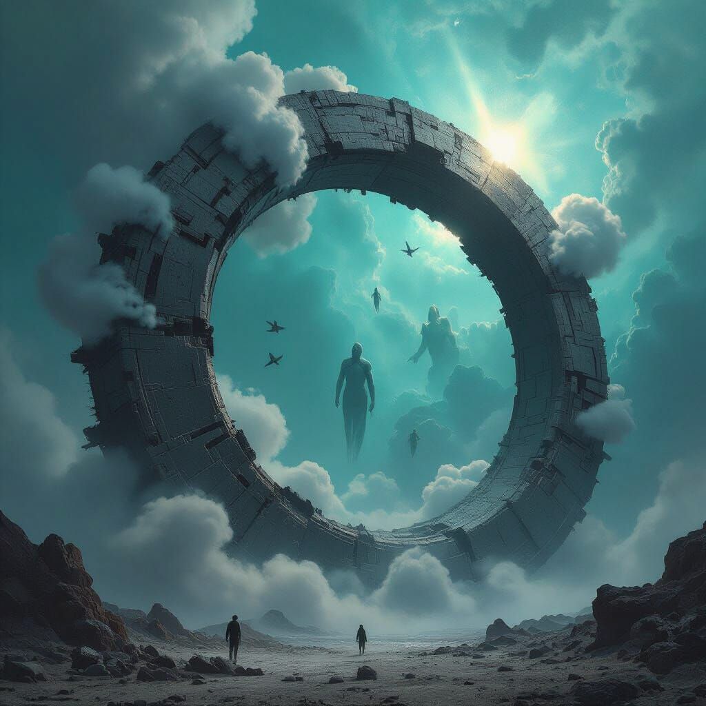 Colossal Ringed Space Station with Deities