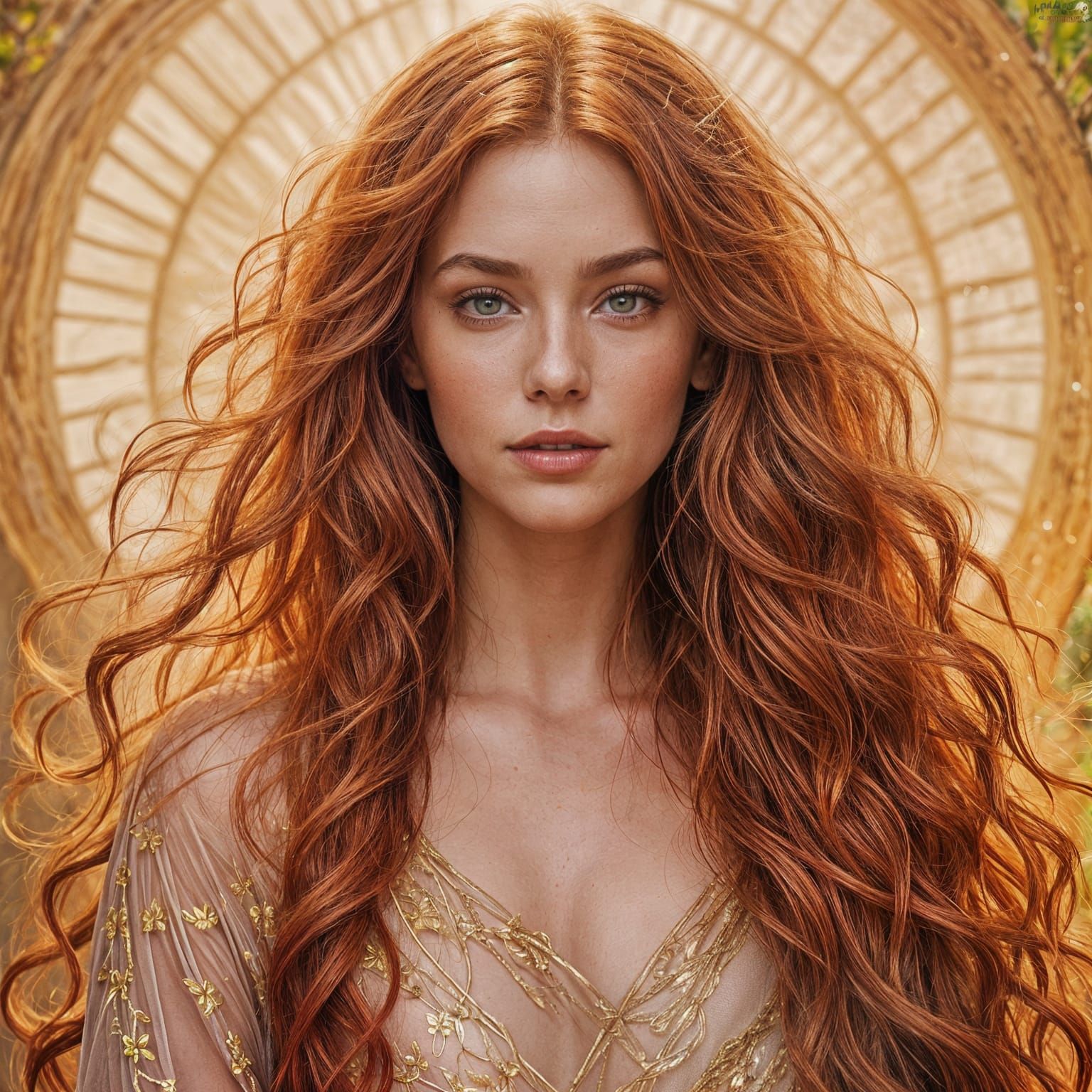 Sensuous Woman with Long Red Hair Portrait