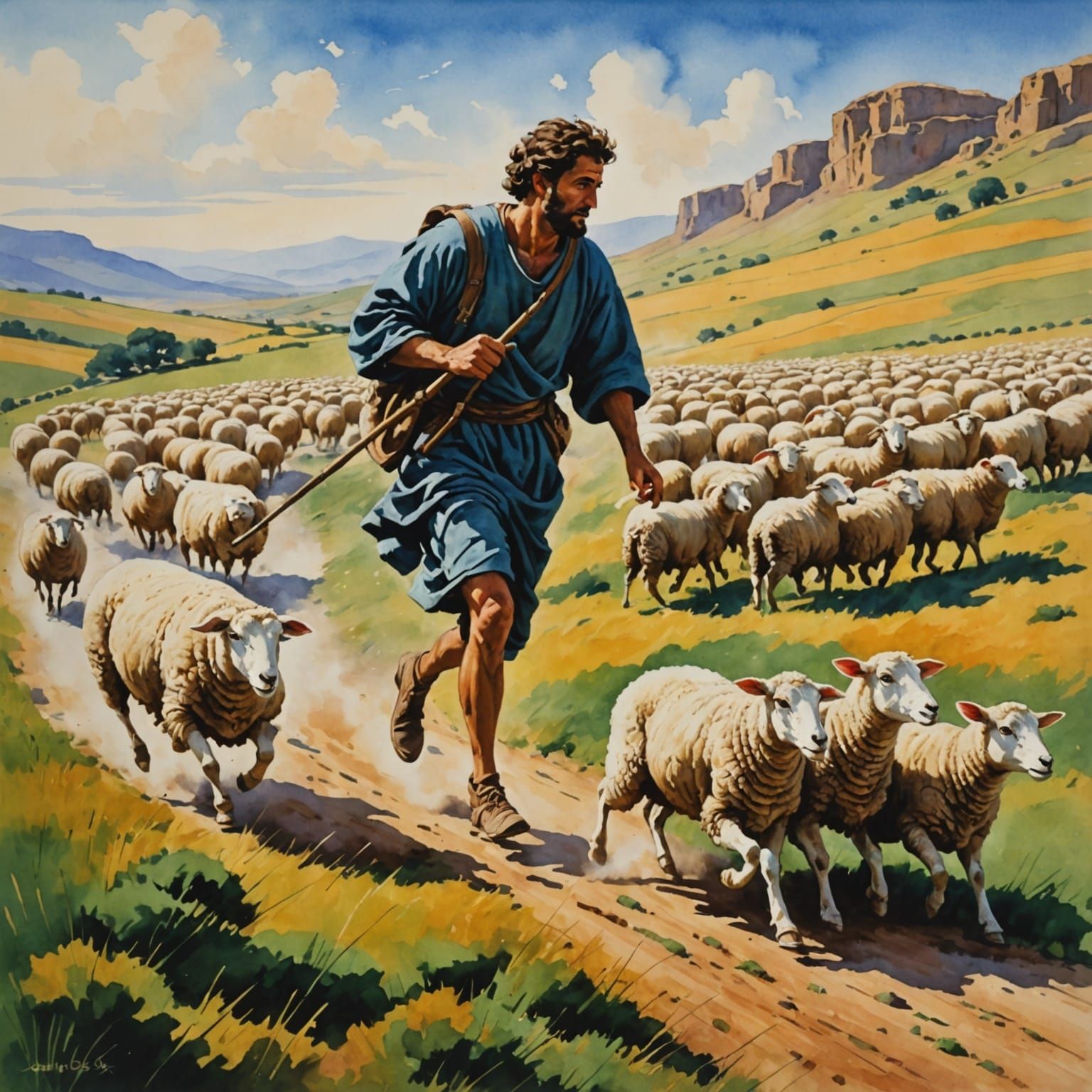 Shepherd in Ancient Infinity Acrylic Art