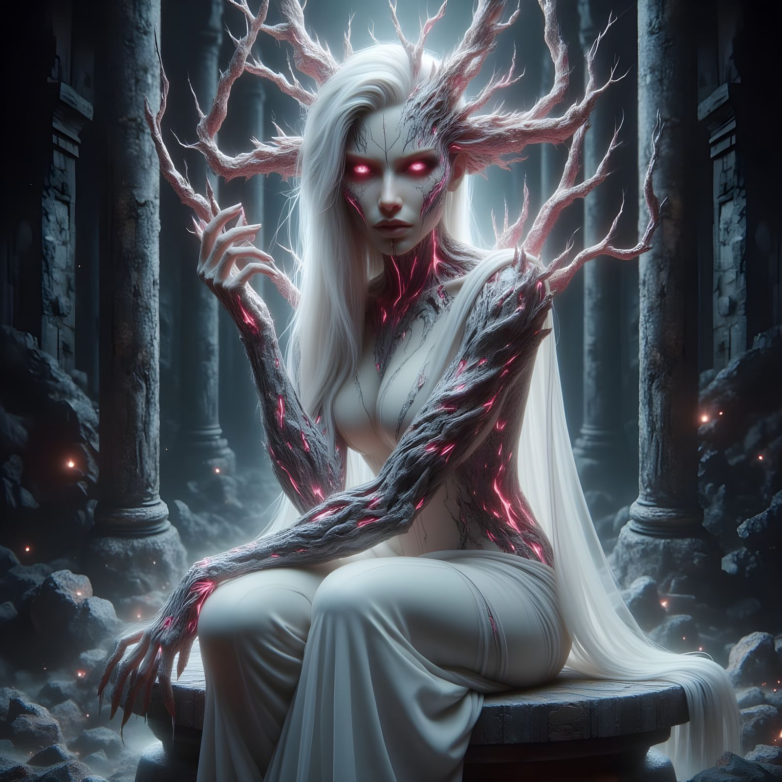 Glittering Marble Medusa Sculpture in Greek Style