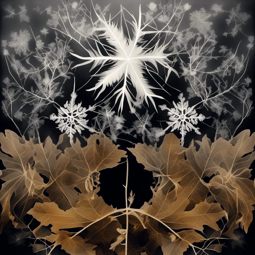 <lora:Winter PG:1.0> Snowflake ,feather, branch ,white  bird...