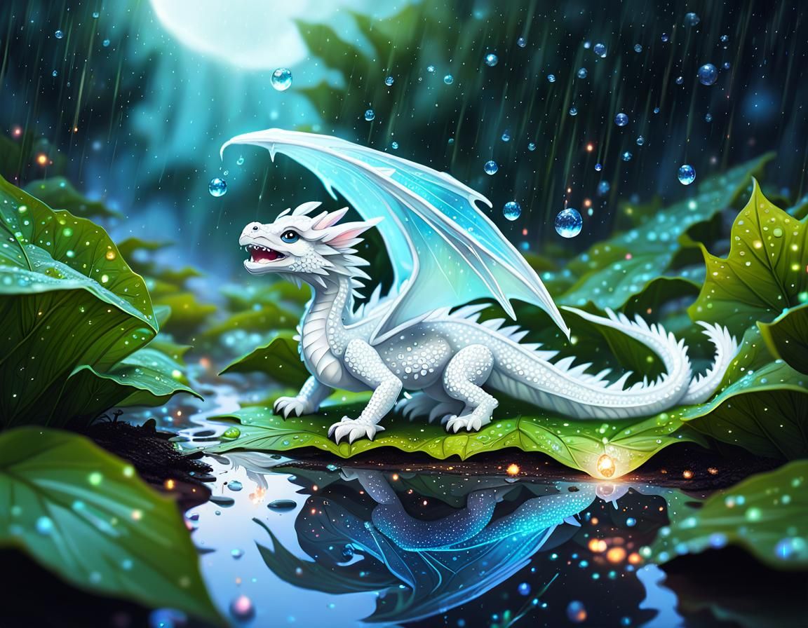 Little White Dragon in the Rain 1
