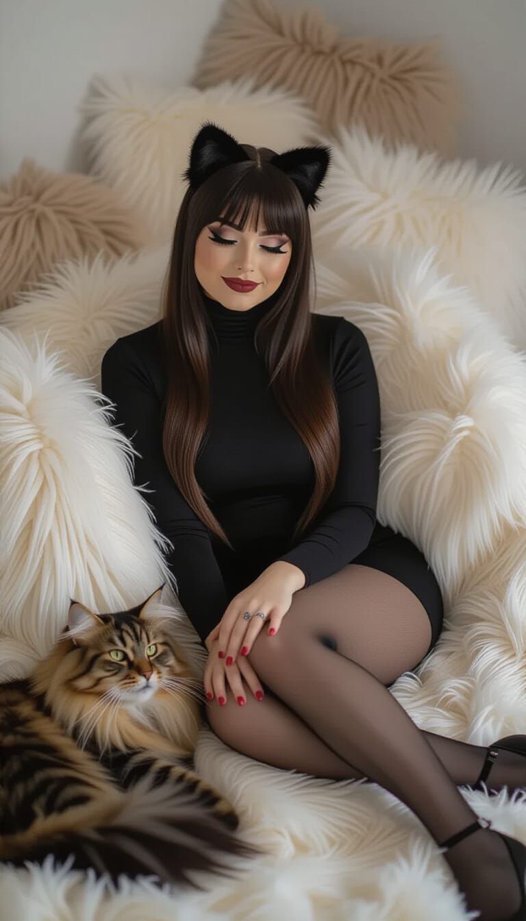Woman Asleep on Cushions in English Country Bedroom