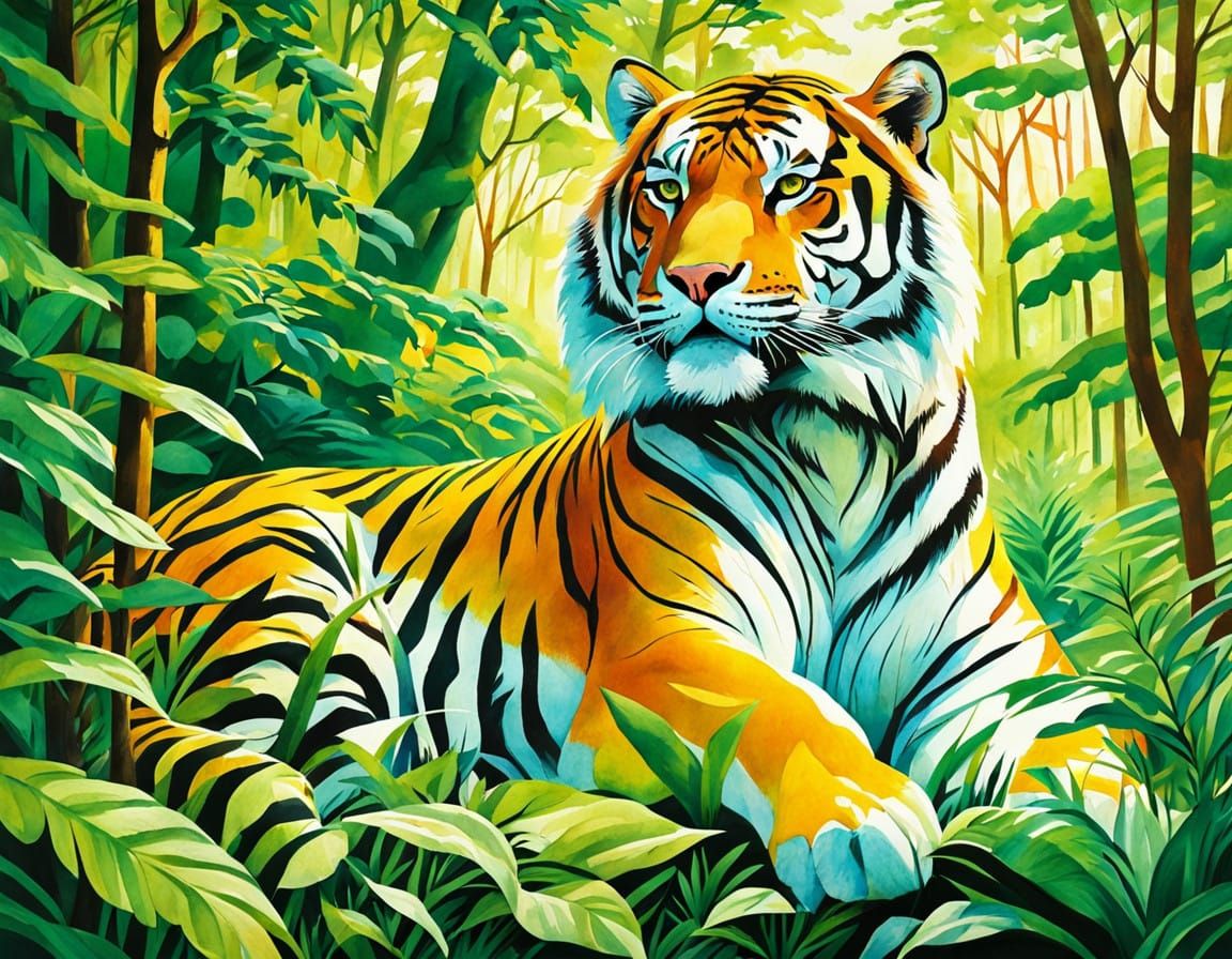 Siberian Tiger Family in a Snowy Forest Scene