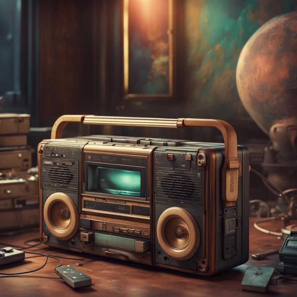 Children Discovering Cassette Players: Fantasy Concept Art