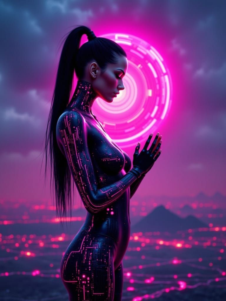 Cyborg in Post-Apocalyptic Cyberpunk Style