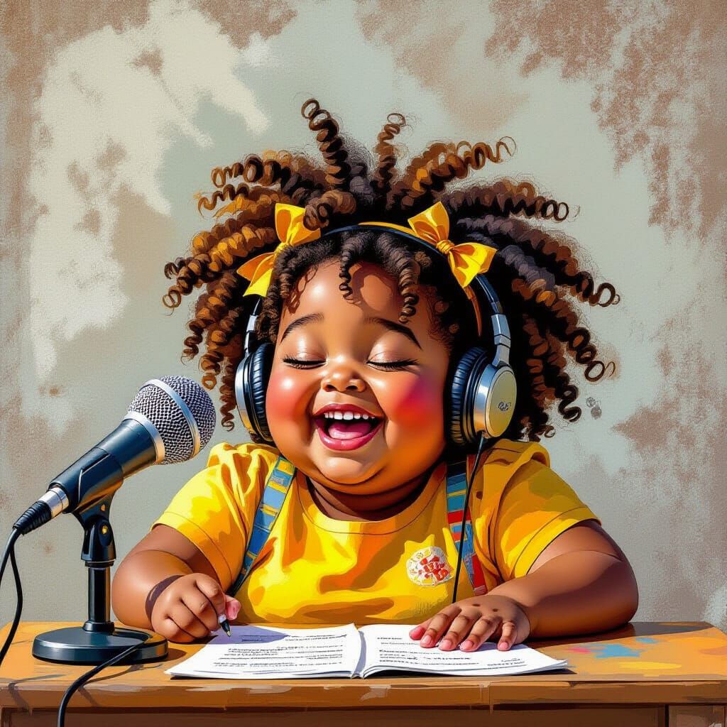 Young Girl Reads School Announcements with a Smile