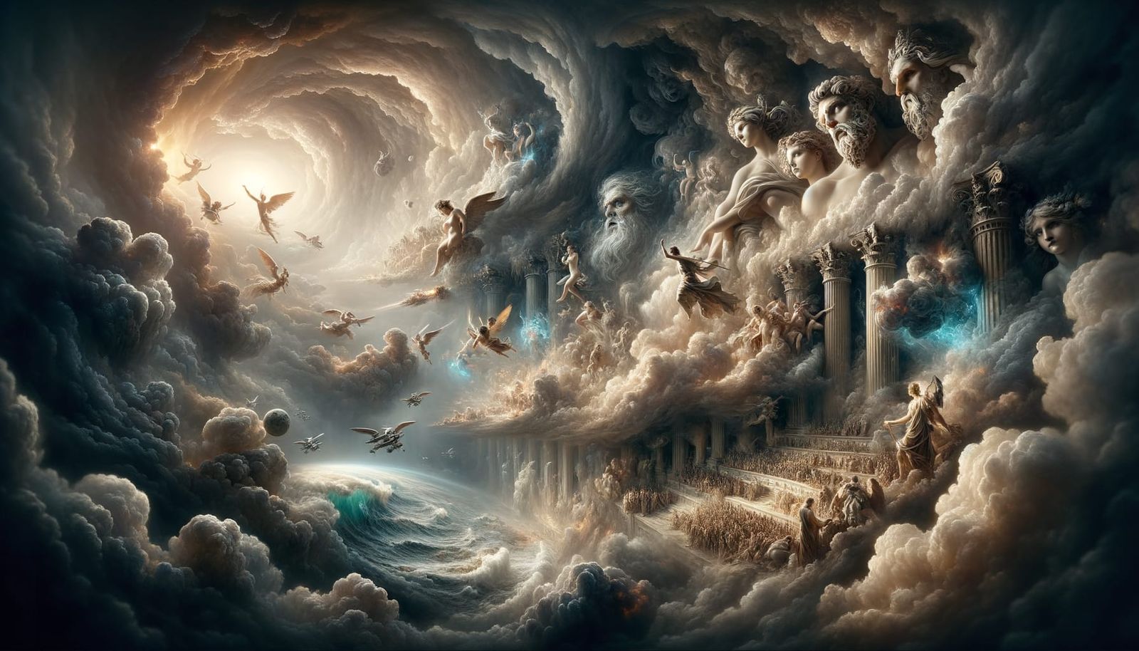 Greek Gods Watch Destruction: Digital Matte Painting