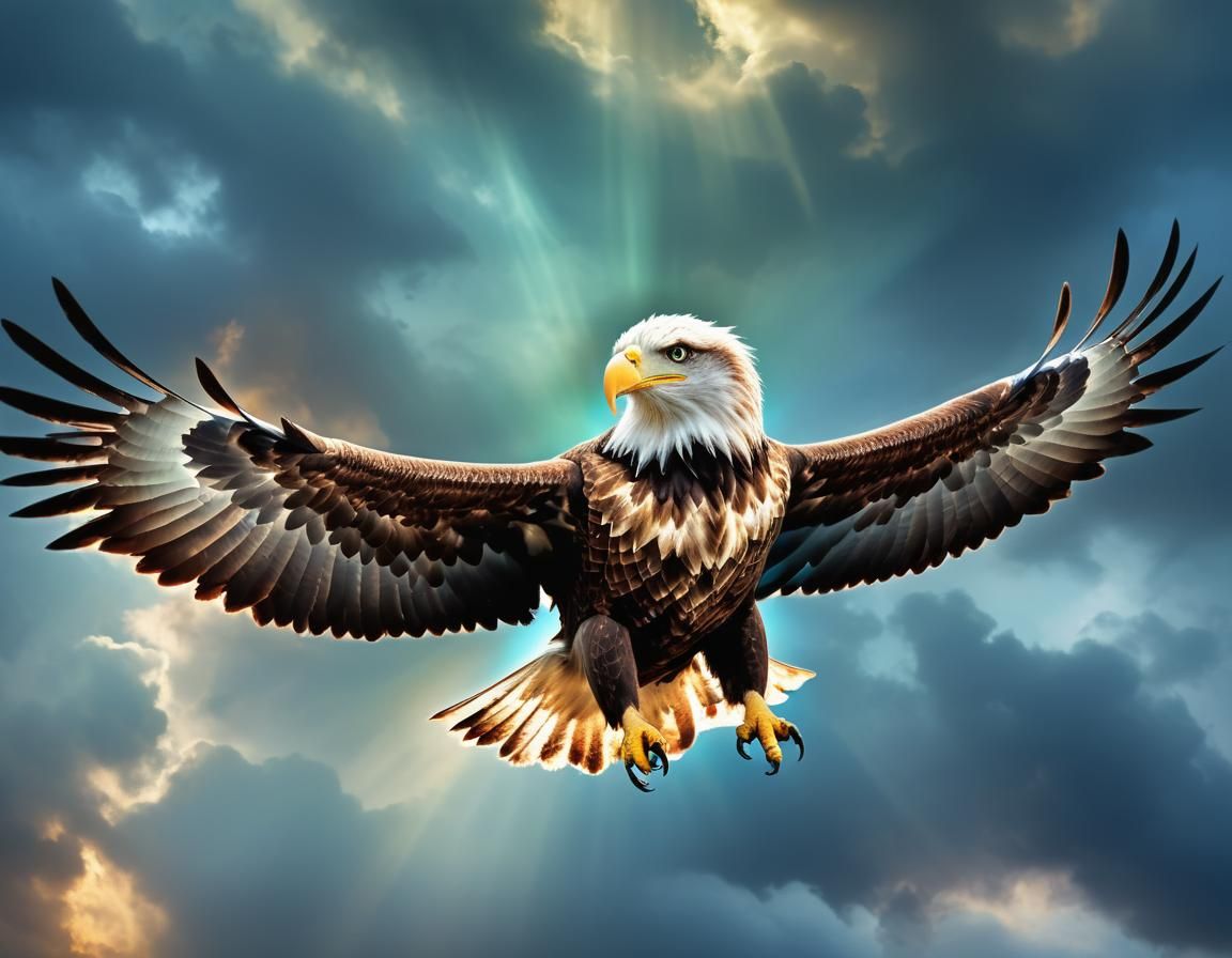 Majestic Eagle Soaring in Mystical Sky